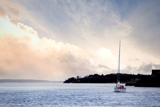 A small sail boat near Fredrikstad, Norway