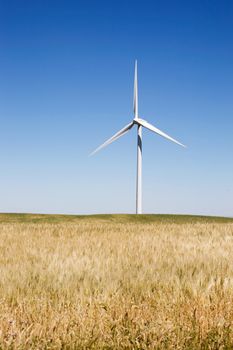 A wind turbine on the beautiful prairies