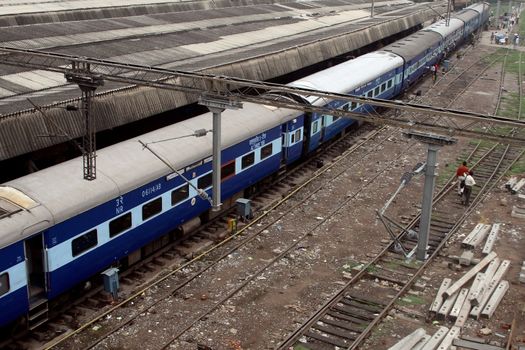 Locomotive at the railway station in New Delhi - India