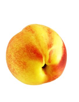 close up shot of ripe fresh nectarine over white background