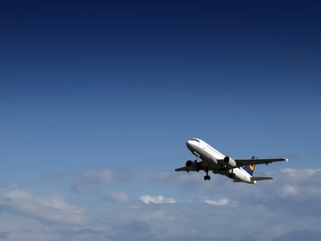 Civil aircraft taking off at an airfield in Malta