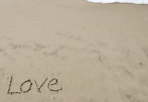 Love written in the sand with wave 9