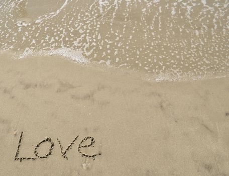 Love written in the sand with wave 13