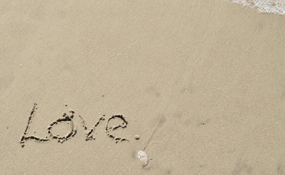 Love written in the sand with wave 20