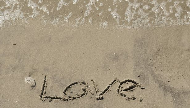 Love written in the sand with wave 22
