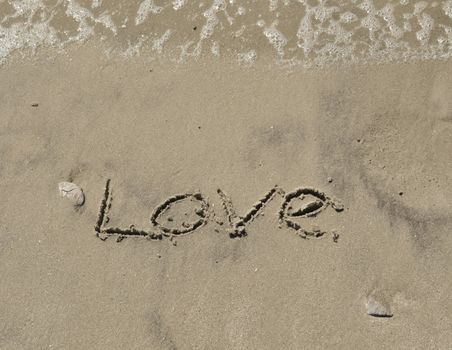 Love written in the sand with wave 21