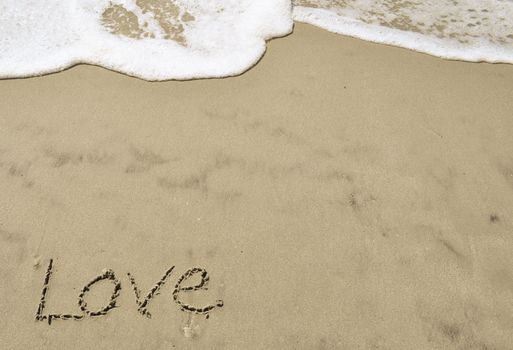 Love written in the sand with wave 26