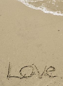Love written in the sand with wave 31