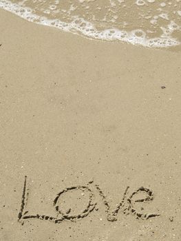 Love written in the sand with wave 35