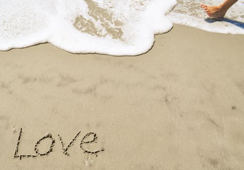 Love written in the sand with wave 28