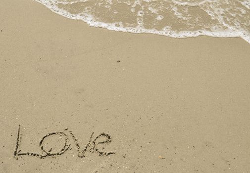 Love written in the sand with wave 30
