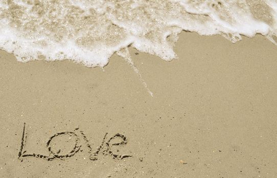 Love written in the sand with wave 36