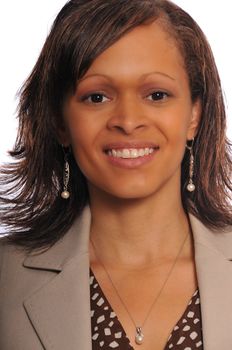  african-american businesswoman posing on a white background