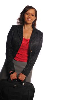  african-american businesswoman posing on a white background