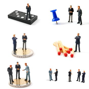 collection of small toy business man showing financial concept