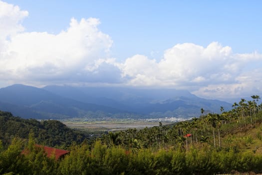 Country view, mountain and cloud.