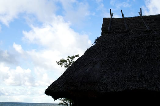 Old house whose roof were maded from reed