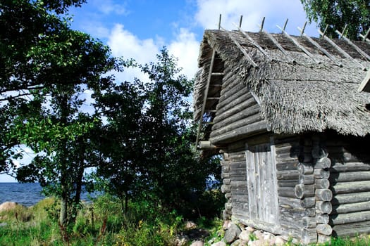 Old house whose roof were maded from reed