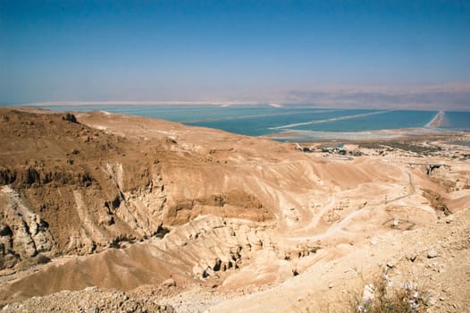 Dry hot stone desert in summer midday