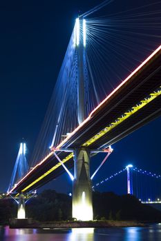 Ting Kau Bridge in Hong Kong at night