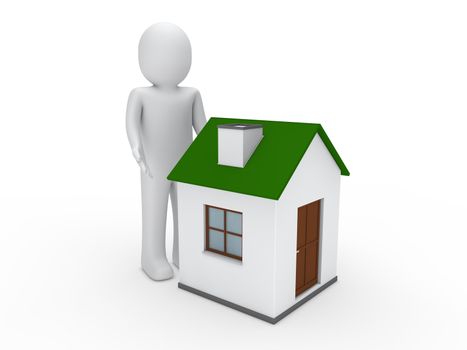 3d man house green energy home estate