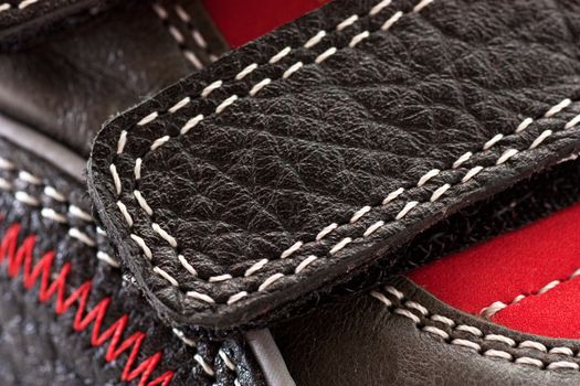 Macro view of velcro on a child shoe