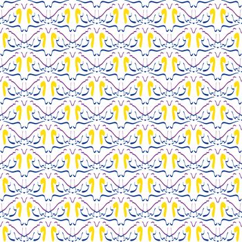 Yellow, violet, blue and white mosaic seamless pattern.