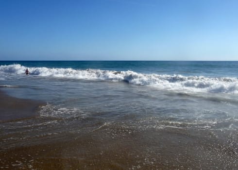 A view of the beach in Maspalomas in Gran Canaria.