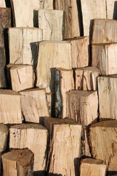 stack of raw wood fuel