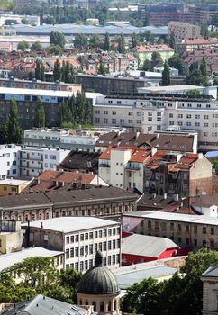 Panorama of Brno from top view during sunny day
