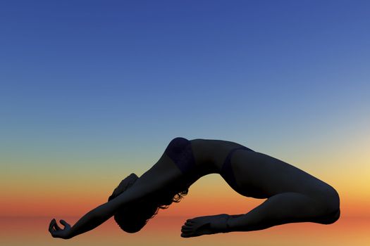 woman in yoga position