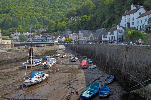 Low tide at Lynmouth harbour in North Devon, England