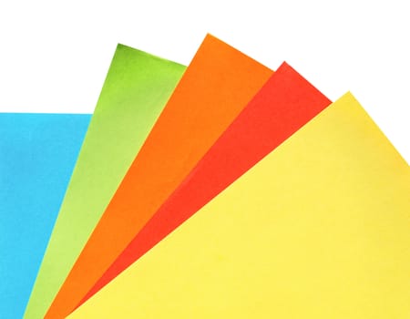 Colored paper sheets (red, yellow, orange, green, blue)