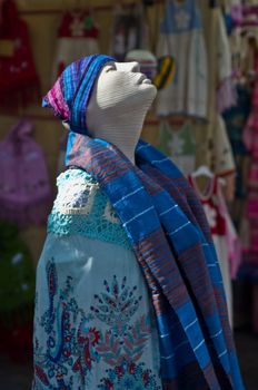 Colorful Mannequin during market day in Teguise on Lanzarote Island, Spain.