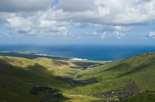 Green valley near Haria on Lanzarote Island, Spain.