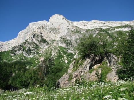 The main Caucasian ridge; rocks; a relief; a landscape