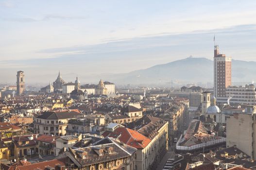 City of Turin (Torino) skyline panorama birdeye seen from above