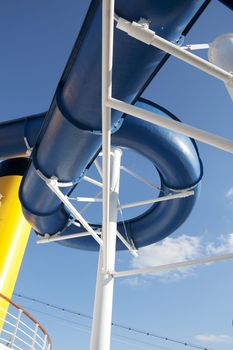 Water slide on the upper deck of a luxury cruise ship.