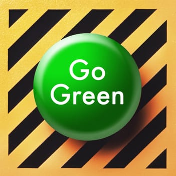 Go green button on yellow and black panel