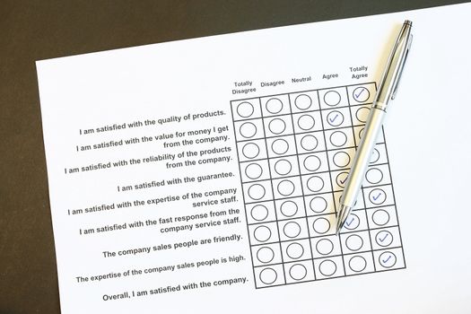 Phtograph of Product Survey concept with check on agree or disagree