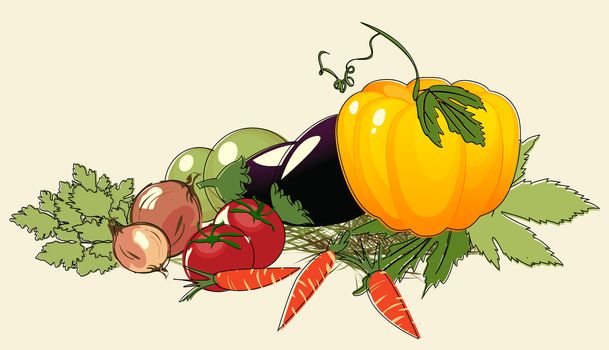 Illustration with bunch of vegetables