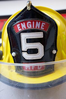 Yellow Fireman's Hat with Number 5 on the Front