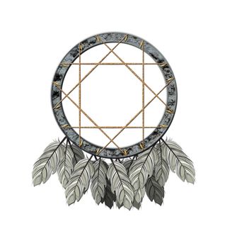 We see illustration of a Native American dreamcatcher