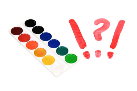 watercolor painting and punctuation marks on a white background