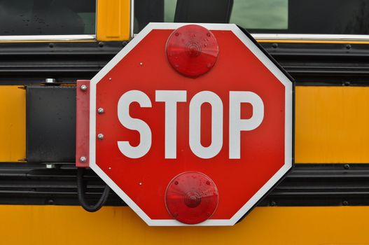 Red and White School Bus Stop Sign