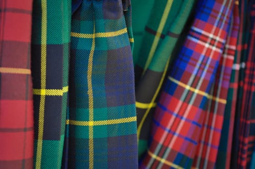 Several Multi Color Plaid Scottish Kilts