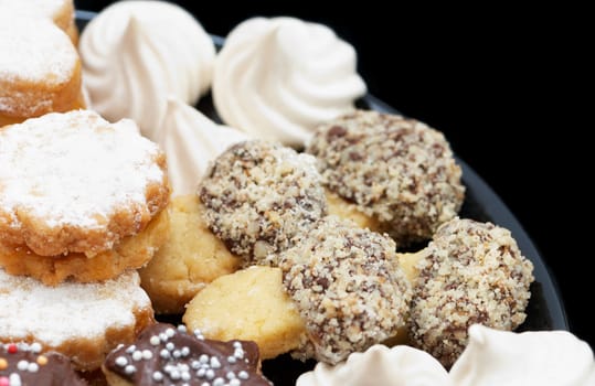 Christmas cakes with chocolate, cookie and sugar 