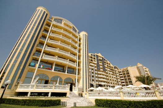 Very large hotel and clear sky