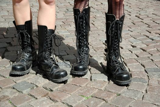 Two girls in boots
