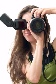 Girl with camera, self-portrait